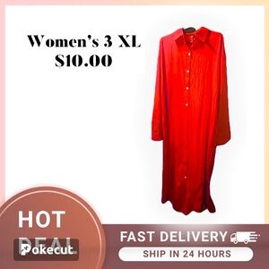 Red 3X Women’s Causal button up dress.